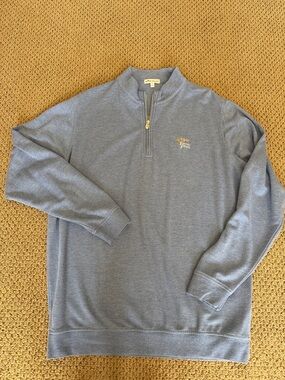 Peter Millar Men's Heather Blue Quarter-Zip Sweater - Classic Pullover